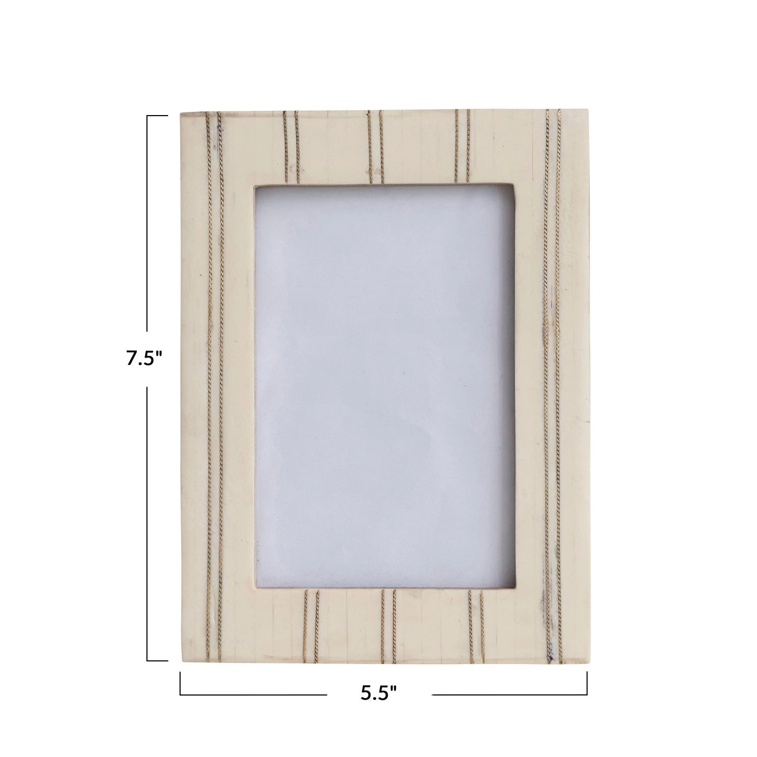 Wooden picture frame with dimensions on a white background