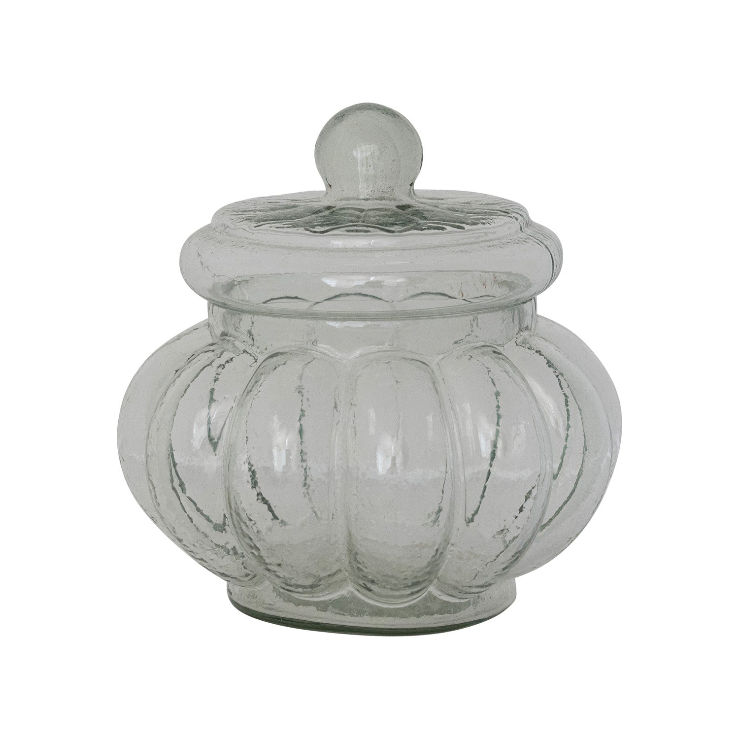 6-1/4" Round x 6-1/4"H 3 Cup Ribbed Glass Jar with Lid