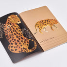 Leopard-themed passport with illustration on a white background