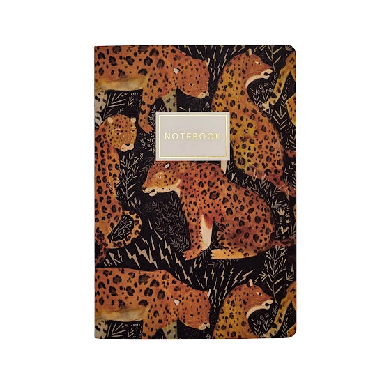 Notebook with leopard pattern on a white background
