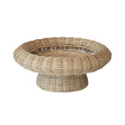 Decorative Hand-Woven Rattan Pedestal Bowl