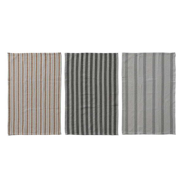 Woven Cotton Slub Tea Towel with Stripes