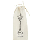 Drawstring bag with gold stag bottle opener design and Santa Barbara Italian Fish Company branding.