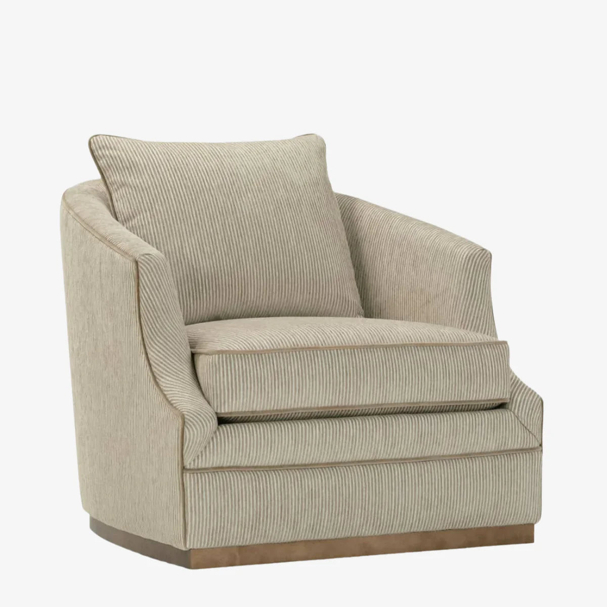 Beige armchair with a pillow on a white background