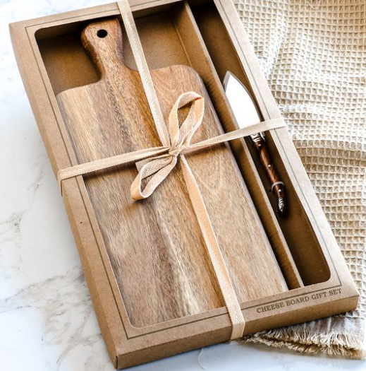 Acacia Cheese Board w/ Knife Set