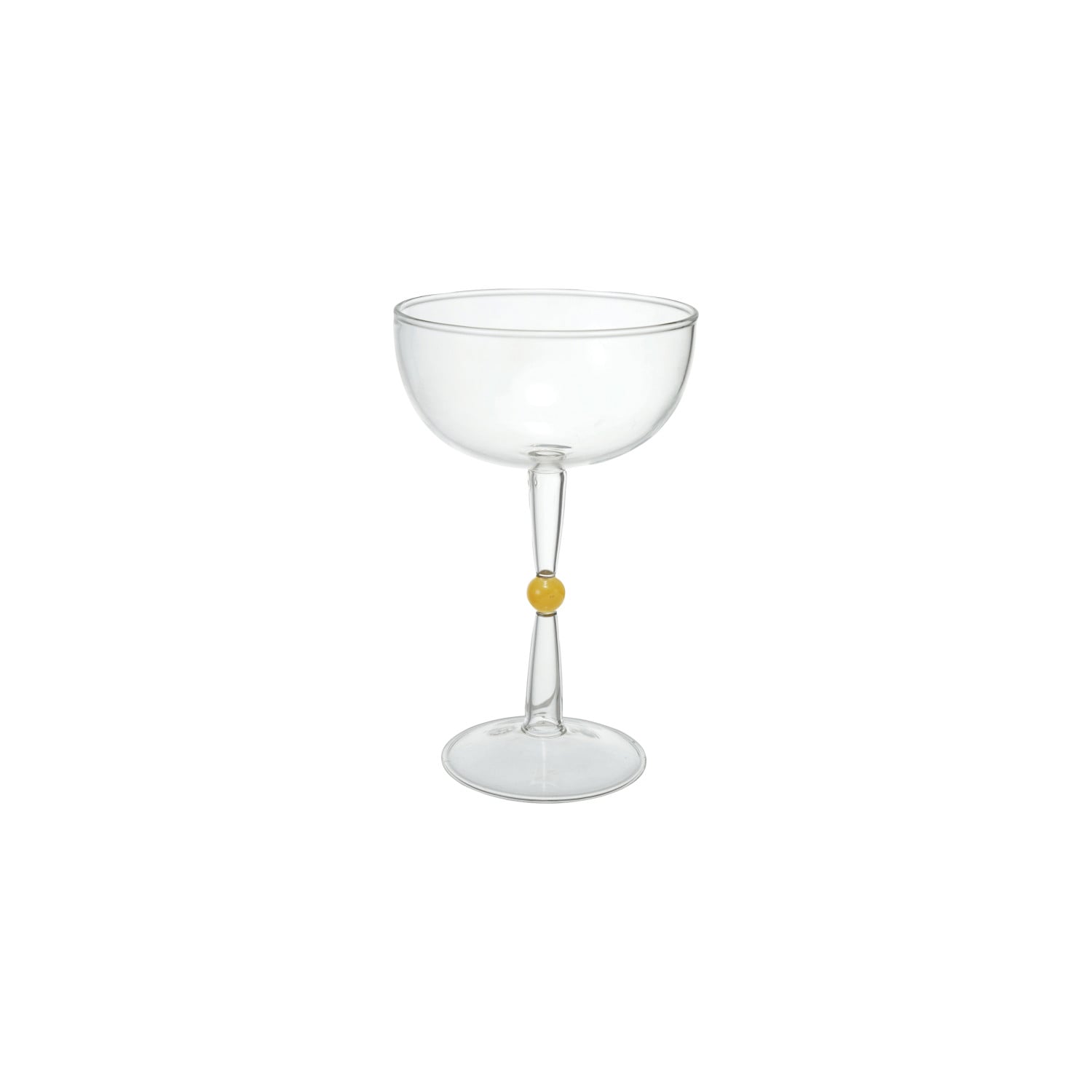 4 oz. Hand-Blown Stemmed Coupe Glass with Cream Color Ball on Stem