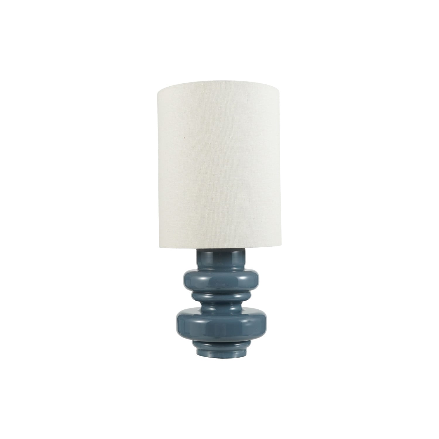 Glass Table Lamp with Linen Shade & Inline Switch, Grey