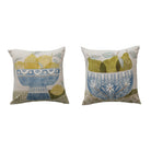 18" Square Cotton & Linen Printed Pillow, 2 Styles ©