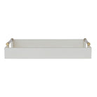 MDF Lacquered Tray w/ Acrylic & Metal Handles, Gold Finish & Cream Color