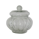 6-1/4" Round x 6-1/4"H 3 Cup Ribbed Glass Jar with Lid