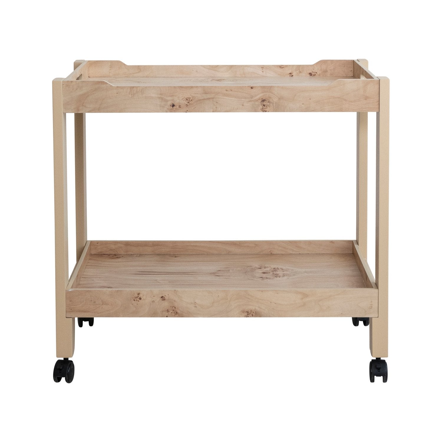 MDF & Burl Wood Veneer 2-Tier Bar Cart on Casters, Natural, KD