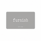 Gray gift card with 'furnish' text on a gray background