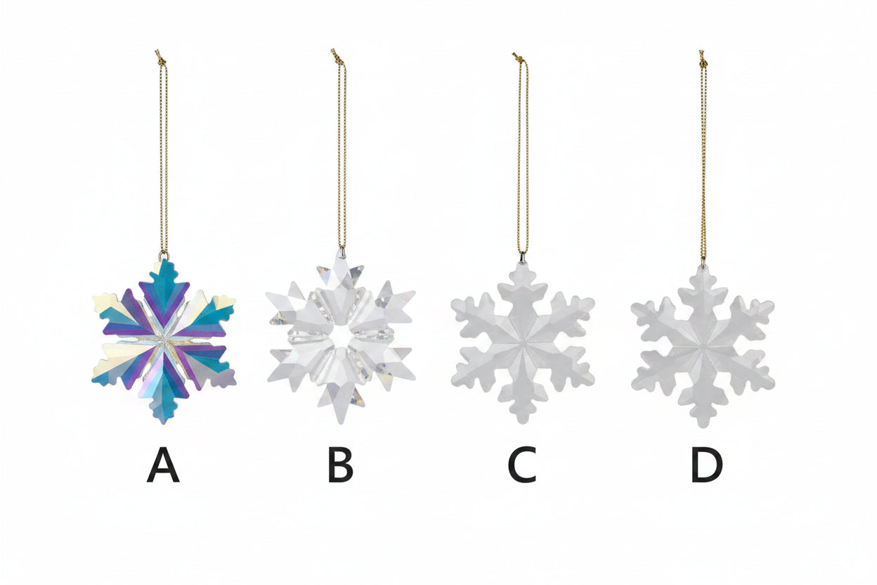 Crystal Snowflake Ornament, 4 Styles