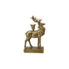 Resin Reindeer Shaped Taper Holder, Antique Gold Finish